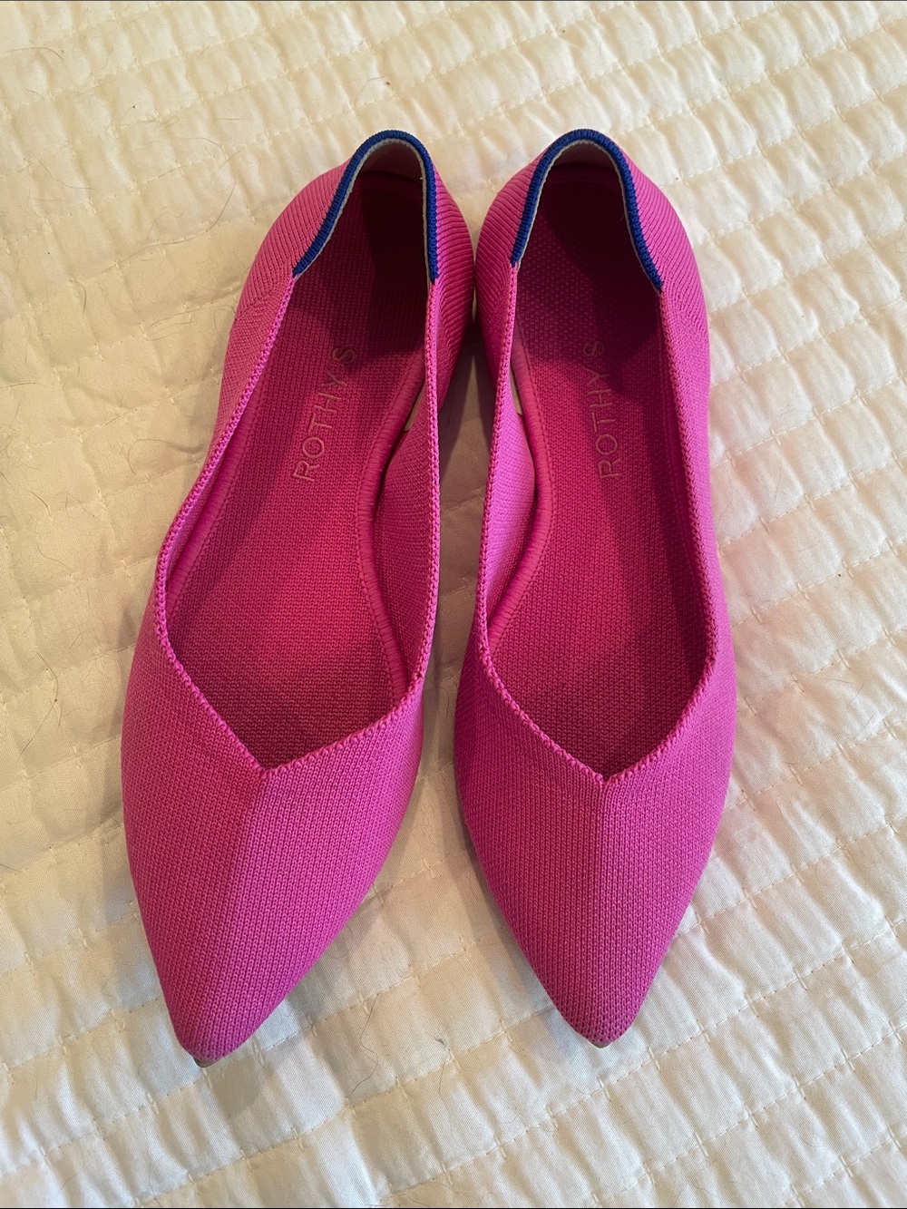 Rothy's The Point Toe Dragonfruit Hot Pink Pointed Knit Flats 9.5